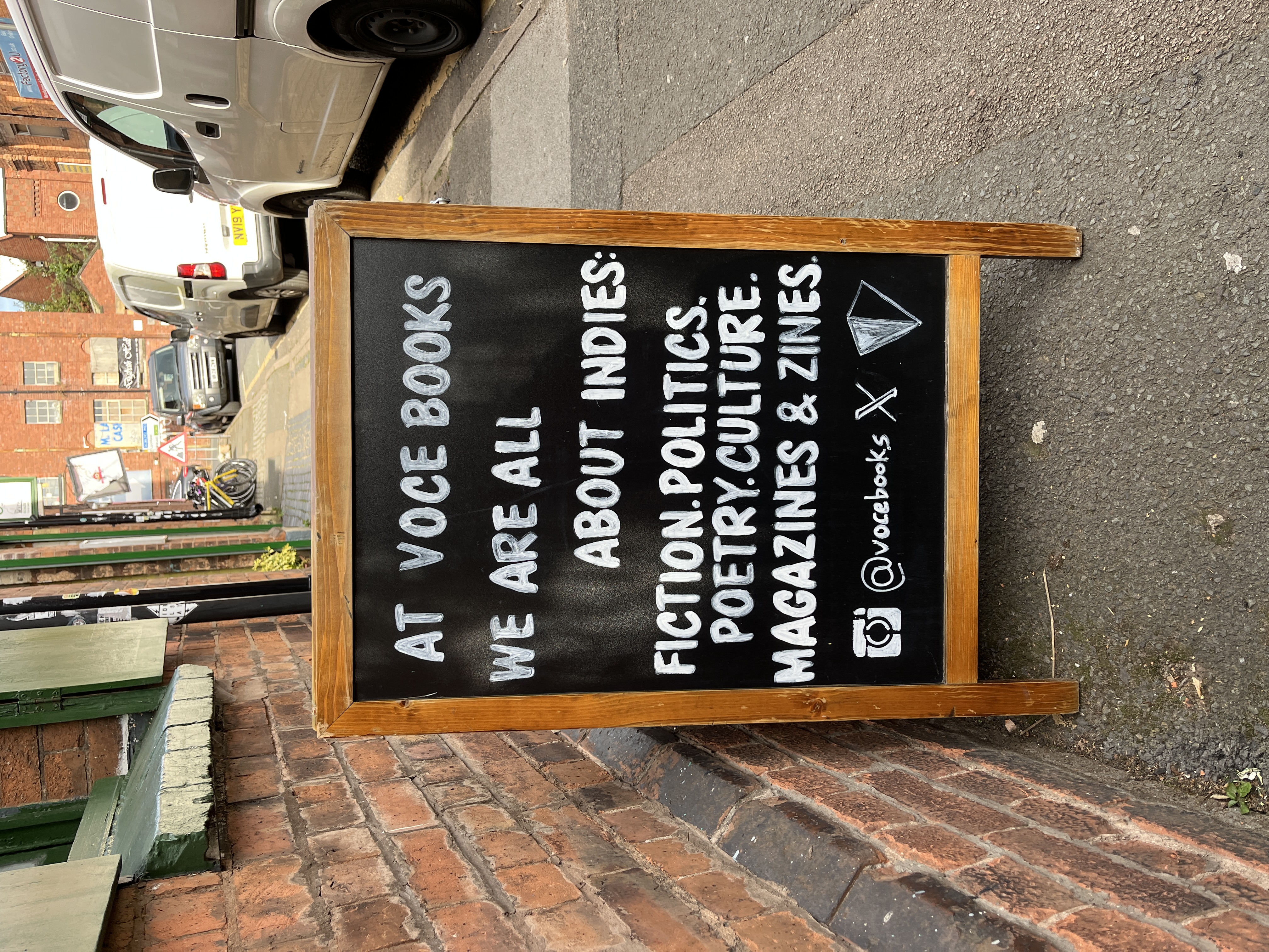 a display with some information about the bookshop voce books